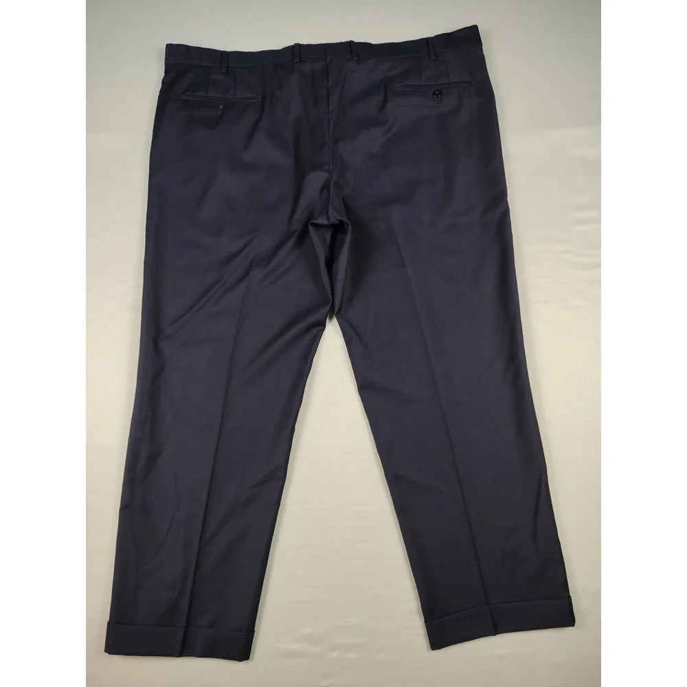 Zanella Devan 100% Wool Dress Pants Mens 46x28.5 Navy Made Italy Cuffed Office